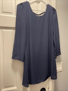 Speechless Navy Long-Sleeve Swing Dress